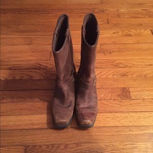 WOMENS BK SOLE BUCKLE HARLEY BROWN LEATHER BOOTS